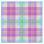 Pink And Blue Plaid Large Satin Scarf (Square) Front