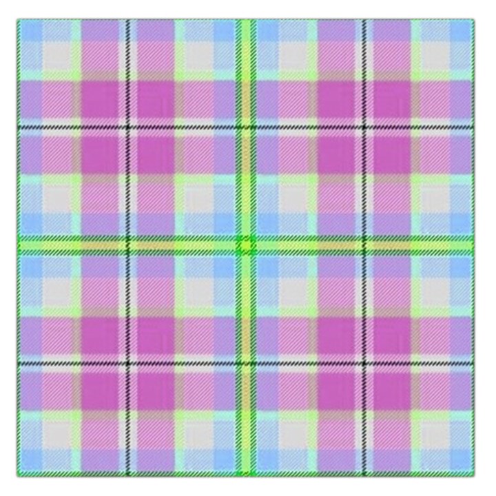 Pink And Blue Plaid Large Satin Scarf (Square)