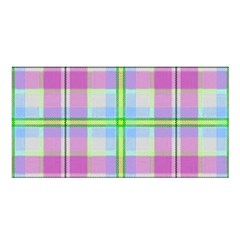 Pink And Blue Plaid Satin Shawl by allthingseveryone