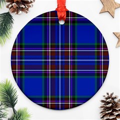 Bright Blue Plaid Ornament (round) by allthingseveryone