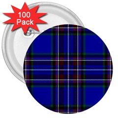 Bright Blue Plaid 3  Buttons (100 Pack)  by allthingseveryone