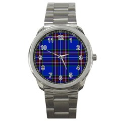 Bright Blue Plaid Sport Metal Watch by allthingseveryone