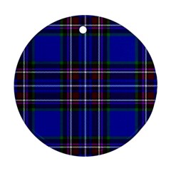 Bright Blue Plaid Round Ornament (two Sides) by allthingseveryone