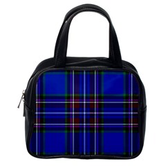 Bright Blue Plaid Classic Handbags (one Side) by allthingseveryone