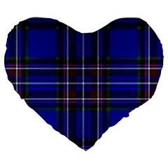 Bright Blue Plaid Large 19  Premium Heart Shape Cushions by allthingseveryone