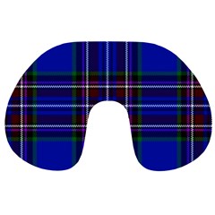 Bright Blue Plaid Travel Neck Pillows by allthingseveryone