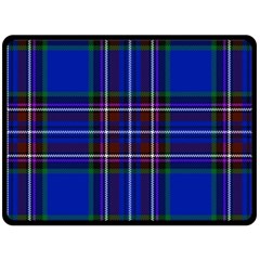 Bright Blue Plaid Double Sided Fleece Blanket (large)  by allthingseveryone