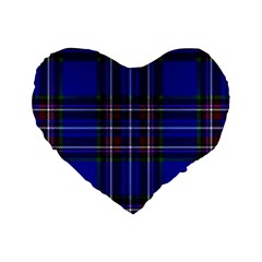 Bright Blue Plaid Standard 16  Premium Flano Heart Shape Cushions by allthingseveryone