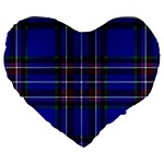 Bright Blue Plaid Large 19  Premium Flano Heart Shape Cushions Front