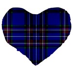 Bright Blue Plaid Large 19  Premium Flano Heart Shape Cushions Back