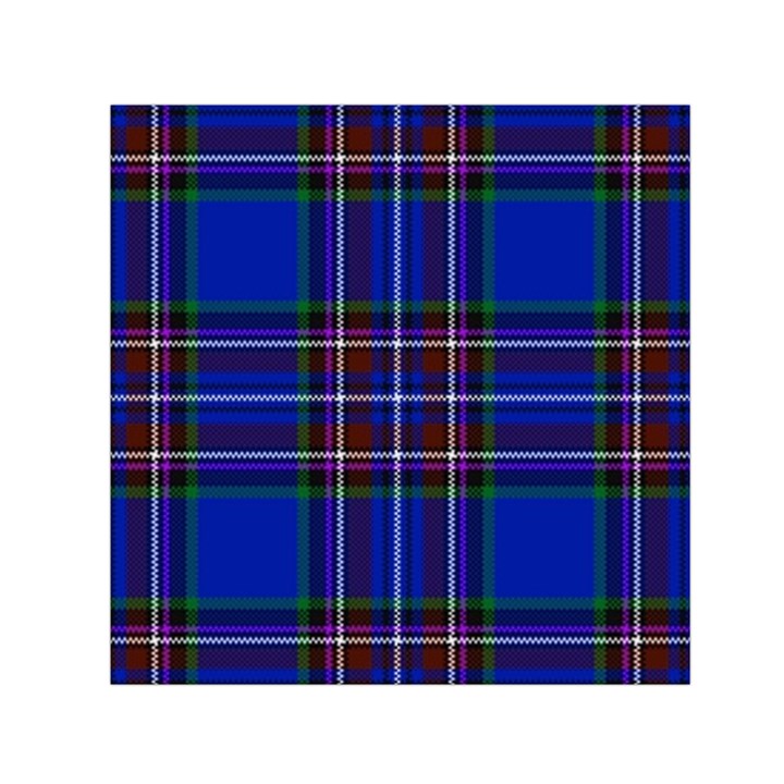 Bright Blue Plaid Small Satin Scarf (Square)