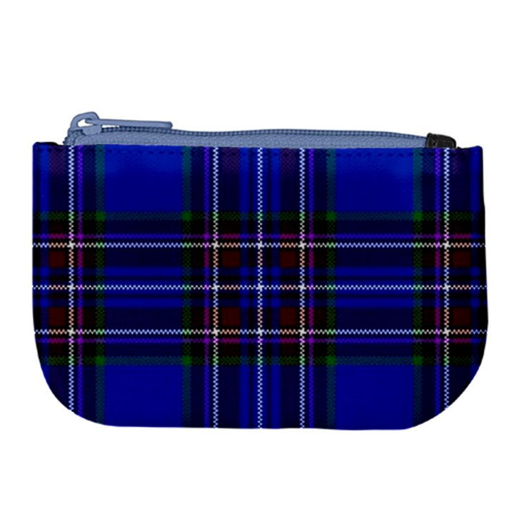 Bright Blue Plaid Large Coin Purse