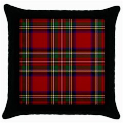 Red Tartan Plaid Throw Pillow Case (black) by allthingseveryone