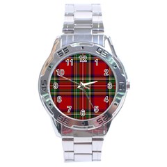 Red Tartan Plaid Stainless Steel Analogue Watch by allthingseveryone