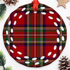 Red Tartan Plaid Round Filigree Ornament (two Sides) by allthingseveryone