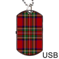 Red Tartan Plaid Dog Tag Usb Flash (two Sides) by allthingseveryone