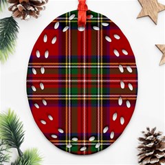 Red Tartan Plaid Oval Filigree Ornament (two Sides) by allthingseveryone