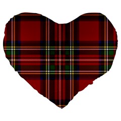 Red Tartan Plaid Large 19  Premium Heart Shape Cushions by allthingseveryone