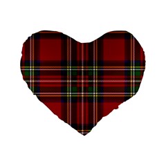 Red Tartan Plaid Standard 16  Premium Flano Heart Shape Cushions by allthingseveryone