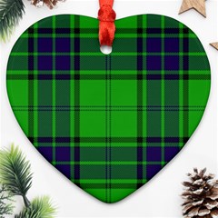 Green And Blue Plaid Heart Ornament (two Sides) by allthingseveryone