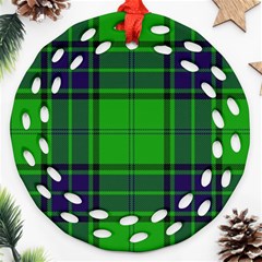 Green And Blue Plaid Round Filigree Ornament (two Sides) by allthingseveryone