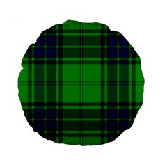 Green And Blue Plaid Standard 15  Premium Round Cushions by allthingseveryone