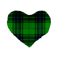 Green And Blue Plaid Standard 16  Premium Flano Heart Shape Cushions by allthingseveryone