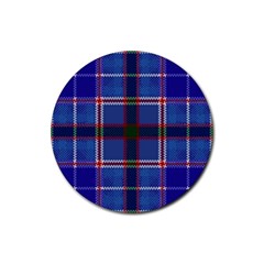 Blue Heather Plaid Rubber Coaster (round)  by allthingseveryone