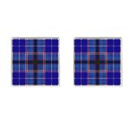 Blue Heather Plaid Cufflinks (Square) Front(Pair)