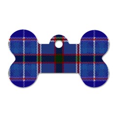 Blue Heather Plaid Dog Tag Bone (one Side) by allthingseveryone