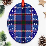 Blue Heather Plaid Oval Filigree Ornament (Two Sides) Front