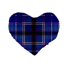 Blue Heather Plaid Standard 16  Premium Flano Heart Shape Cushions by allthingseveryone