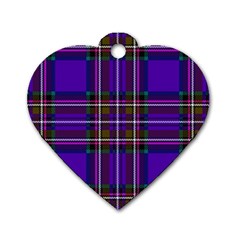 Purple Tartan Plaid Dog Tag Heart (two Sides) by allthingseveryone