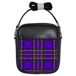 Purple Tartan Plaid Girls Sling Bags Front