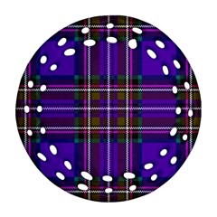 Purple Tartan Plaid Round Filigree Ornament (two Sides) by allthingseveryone