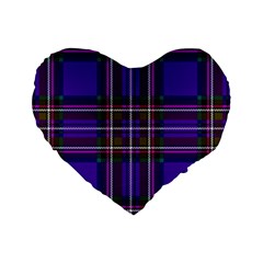 Purple Tartan Plaid Standard 16  Premium Flano Heart Shape Cushions by allthingseveryone