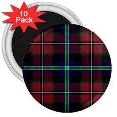 Purple And Red Tartan Plaid 3  Magnets (10 Pack)  by allthingseveryone