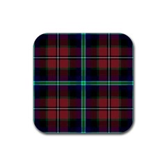 Purple And Red Tartan Plaid Rubber Coaster (square)  by allthingseveryone