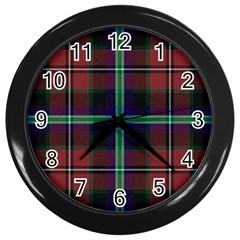 Purple And Red Tartan Plaid Wall Clocks (black) by allthingseveryone