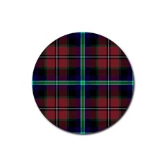 Purple And Red Tartan Plaid Rubber Round Coaster (4 Pack)  by allthingseveryone