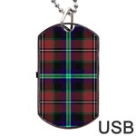 Purple And Red Tartan Plaid Dog Tag USB Flash (Two Sides) Front