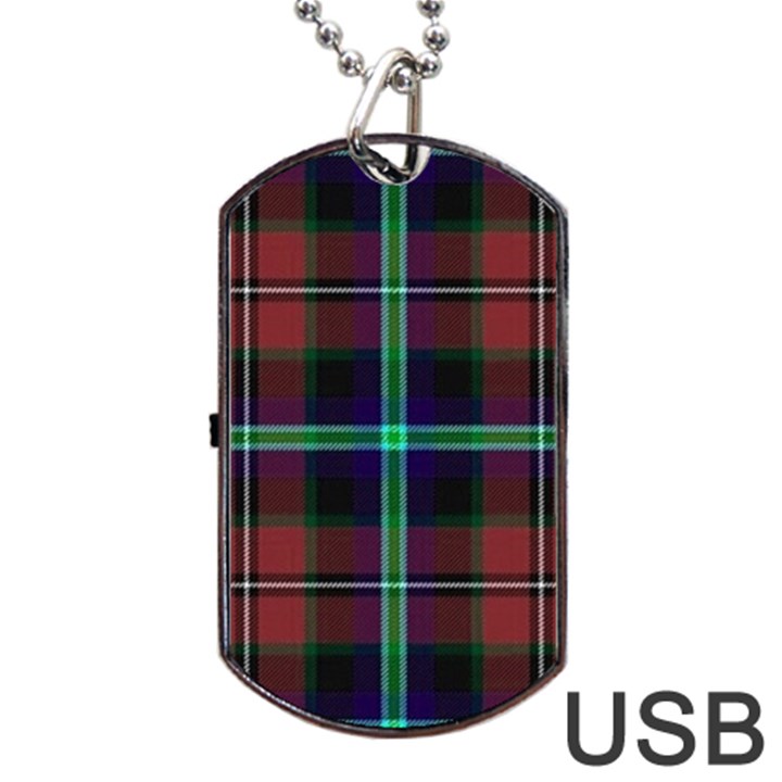 Purple And Red Tartan Plaid Dog Tag USB Flash (Two Sides)