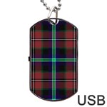 Purple And Red Tartan Plaid Dog Tag USB Flash (Two Sides) Back