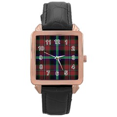 Purple And Red Tartan Plaid Rose Gold Leather Watch  by allthingseveryone