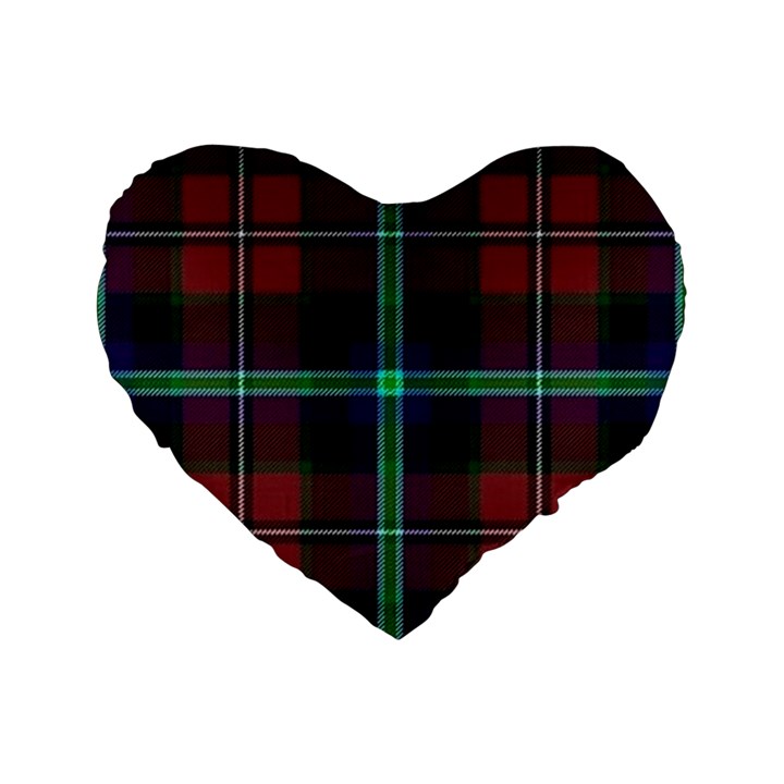 Purple And Red Tartan Plaid Standard 16  Premium Flano Heart Shape Cushions