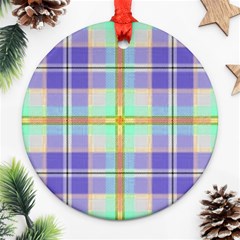 Blue And Yellow Plaid Ornament (round) by allthingseveryone