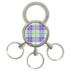 Blue And Yellow Plaid 3-ring Key Chains by allthingseveryone