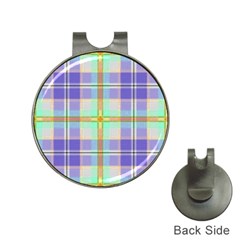 Blue And Yellow Plaid Hat Clips With Golf Markers by allthingseveryone