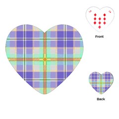 Blue And Yellow Plaid Playing Cards (heart)  by allthingseveryone