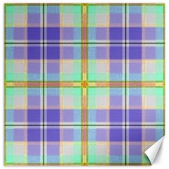 Blue And Yellow Plaid Canvas 16  X 16   by allthingseveryone